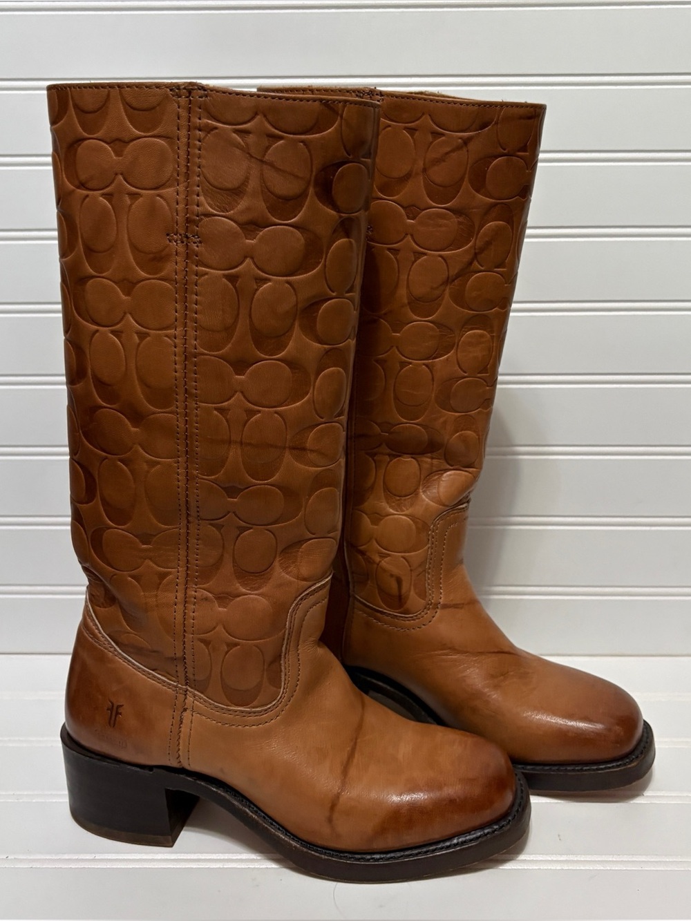 FRYE x COACH Campus Vintage 2012 Y2K Brown 14L  Boots Distressed Womens Size 6 M